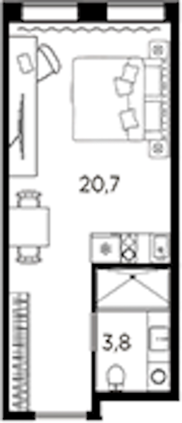 Квартира студия 24.5 м², 12/13 эт., ЖК «AVENIR Industrial»